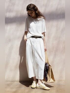 hemi blurr White Cocoon Ease Wide-Leg Cropped Pants Size Small